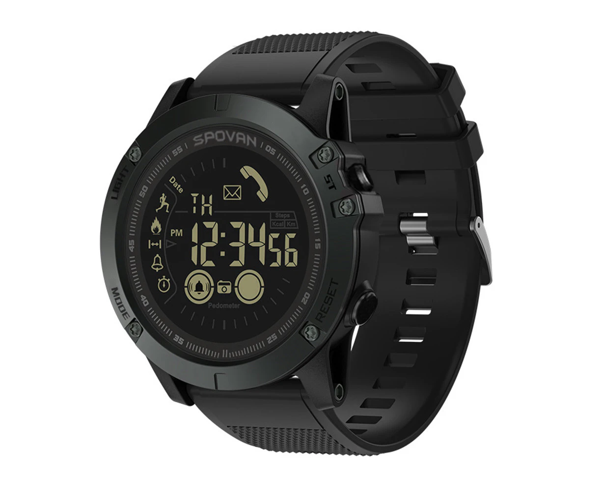 Outdoor Digital Smart Sport Watch for Men with Pedometer Wrist Watch for iOS and Android 50M Waterproof - Black