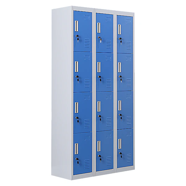 12-Door Locker for Office Gym Shed School Home Storage - Standard Lock with Keys