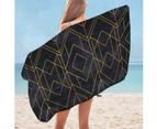 Golden Geometric Over Dark Microfiber Beach Towel