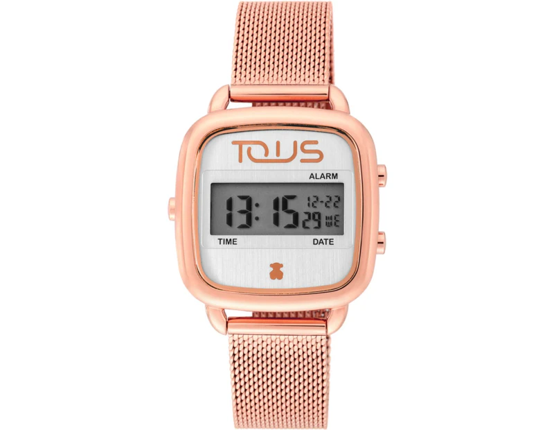 Tous d-logo Women Digital Quartz Watch with Stainless Steel bracelet White