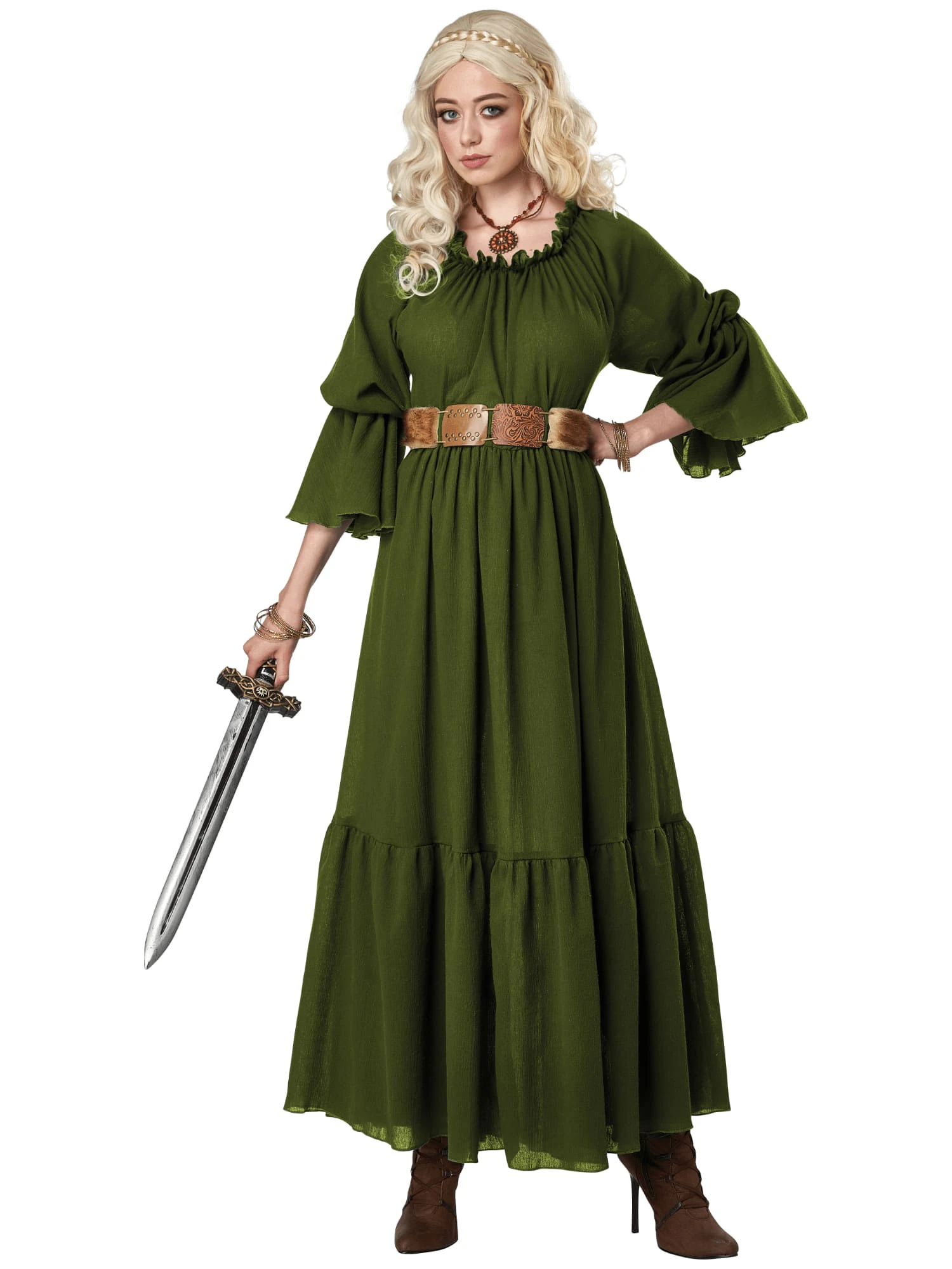 Renaissance Peasant Chemise Medieval Maid Marion Olive Adult Womens Costume