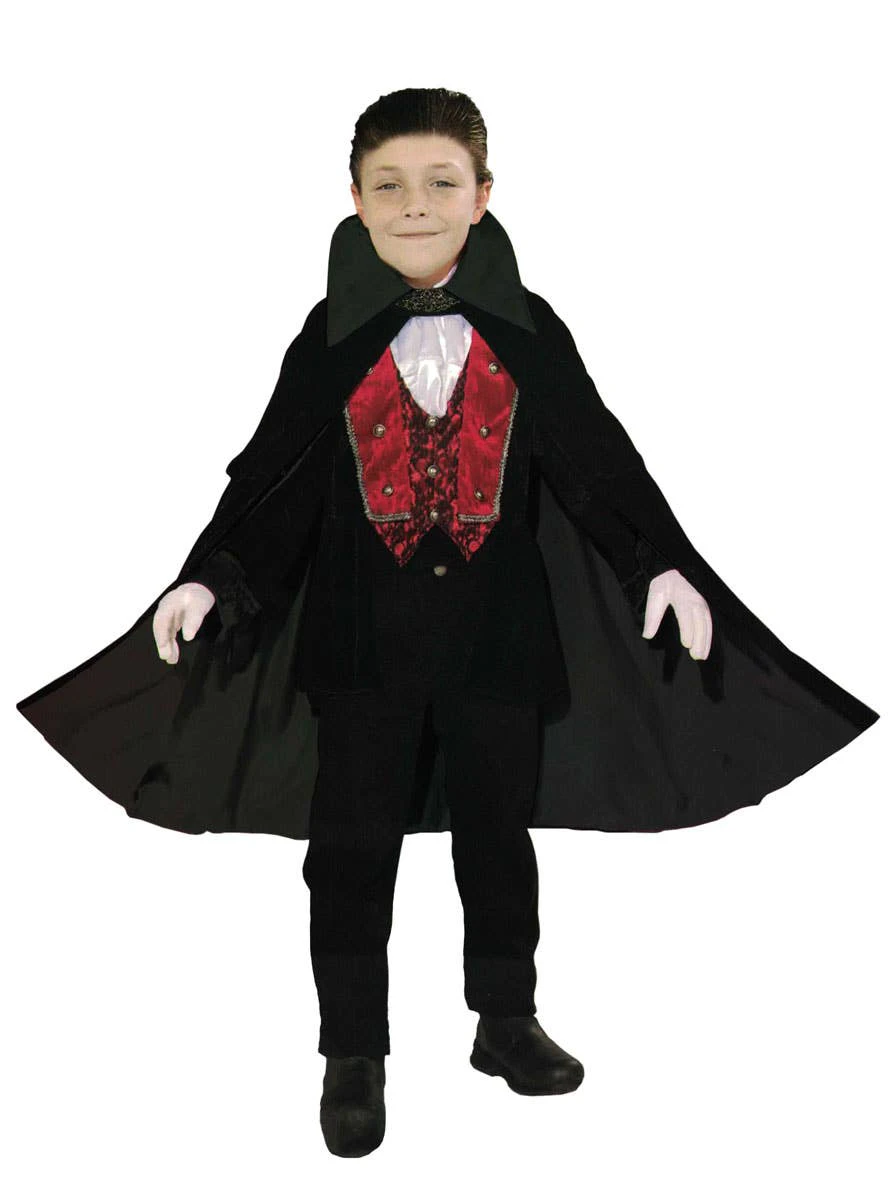 Dracula Vampire Kids Black Costume Cape with Collar - New