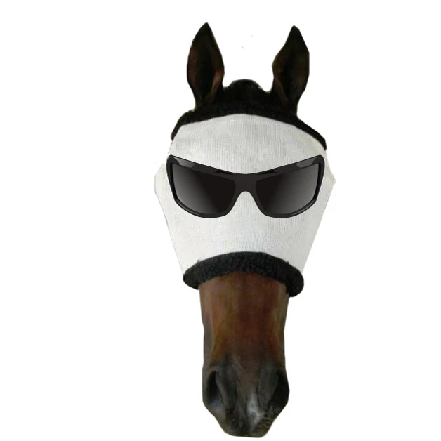 Funny Horse Pony Fly Mask Flyveil Mr Cool Uv Insect Protection - White