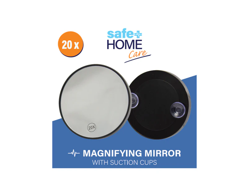 Safe Home Care 20x Magnifying Mirror Glass with Suction Cups 10mm x 88mm