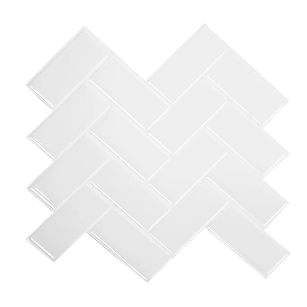 Tiles 3D Peel and Stick Wall Tile Herringbone White 10 Sheets