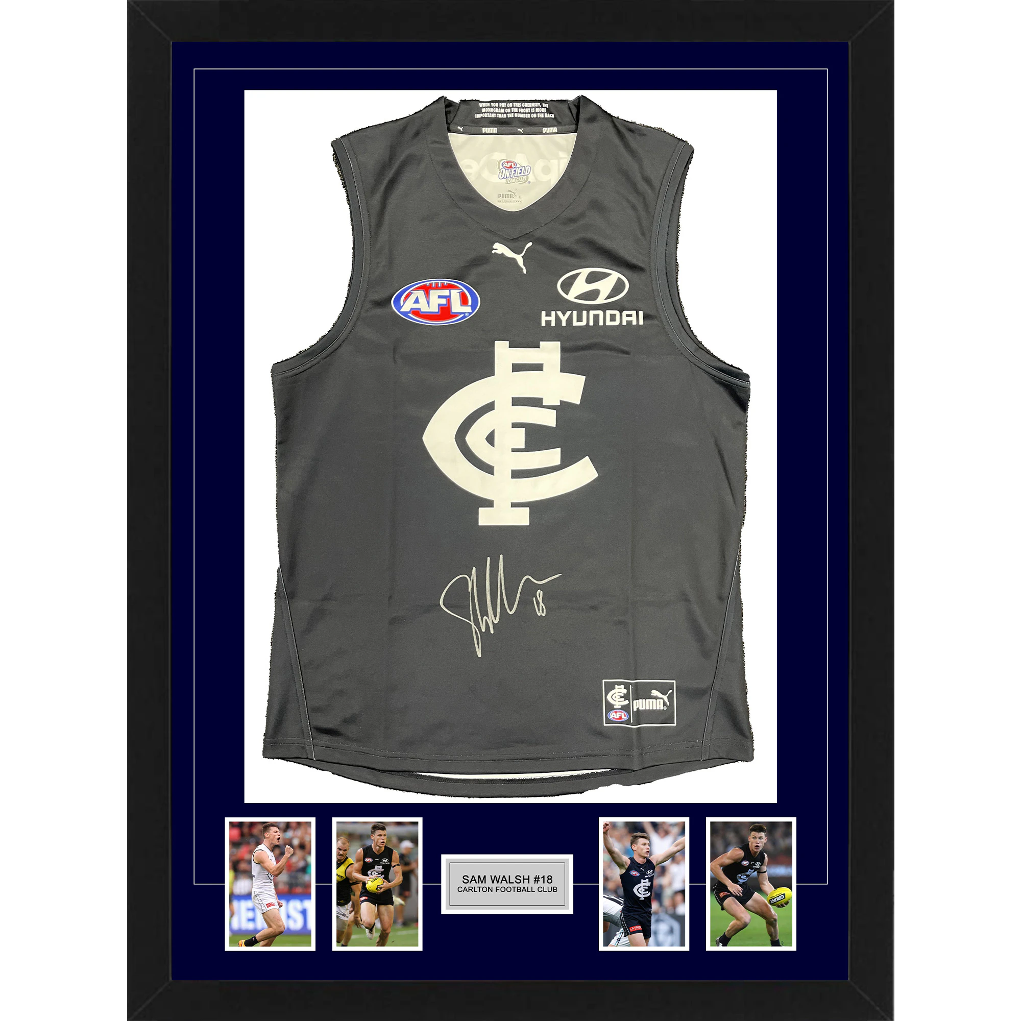 Carlton Blues - Sam Walsh Signed & Framed Carlton Guernsey