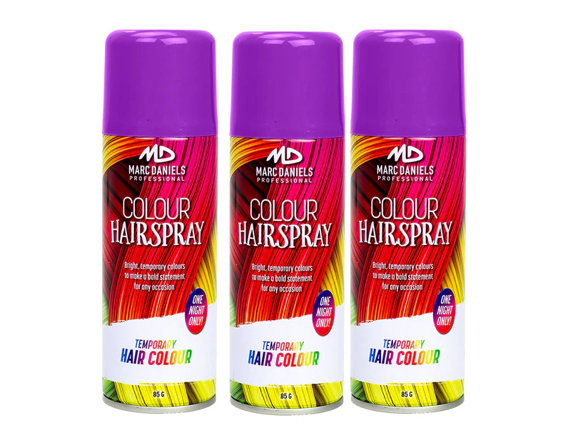 3 x Marc Daniels Hair Colour Spray Purple 85g