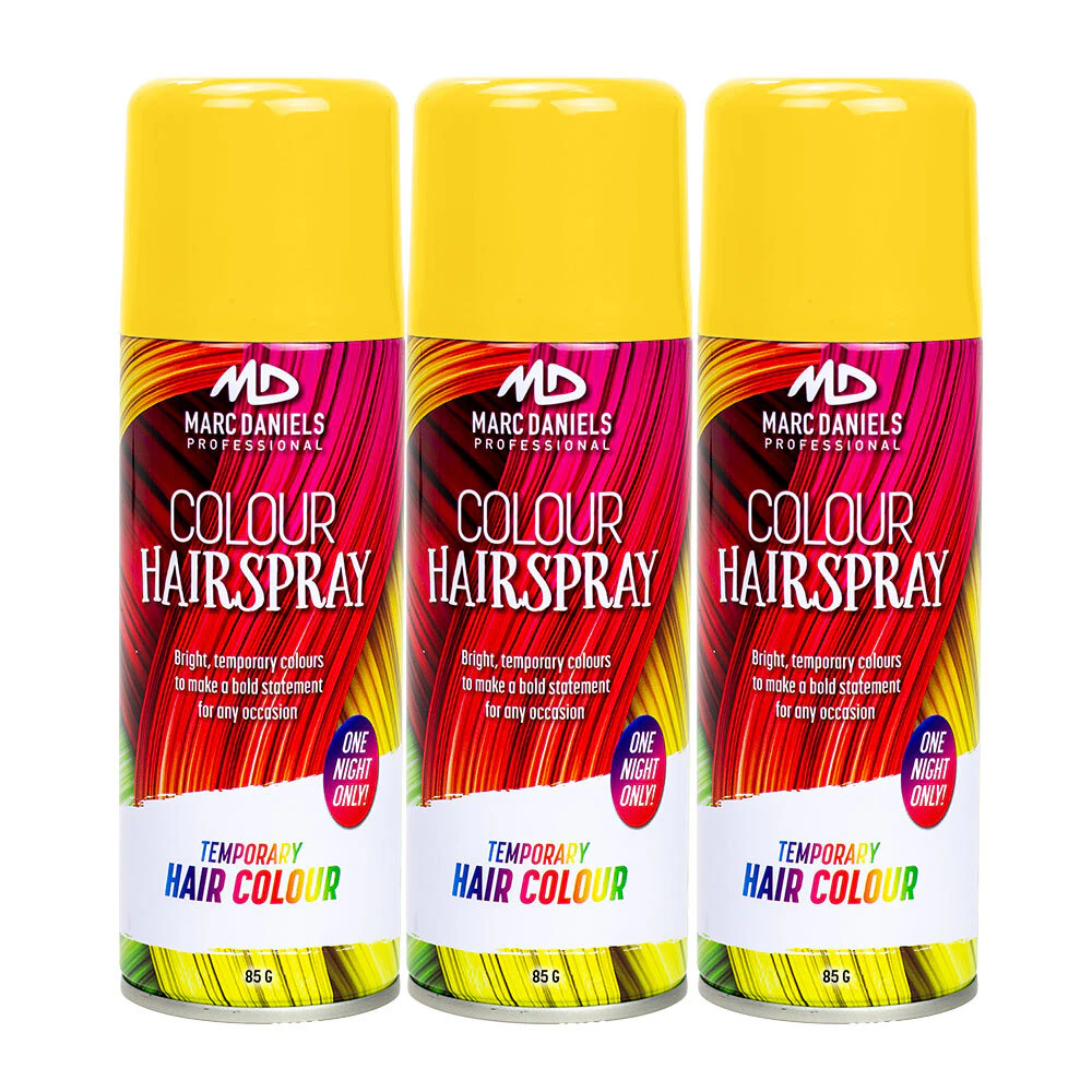 3 x Marc Daniels Hair Colour Spray Yellow 85g