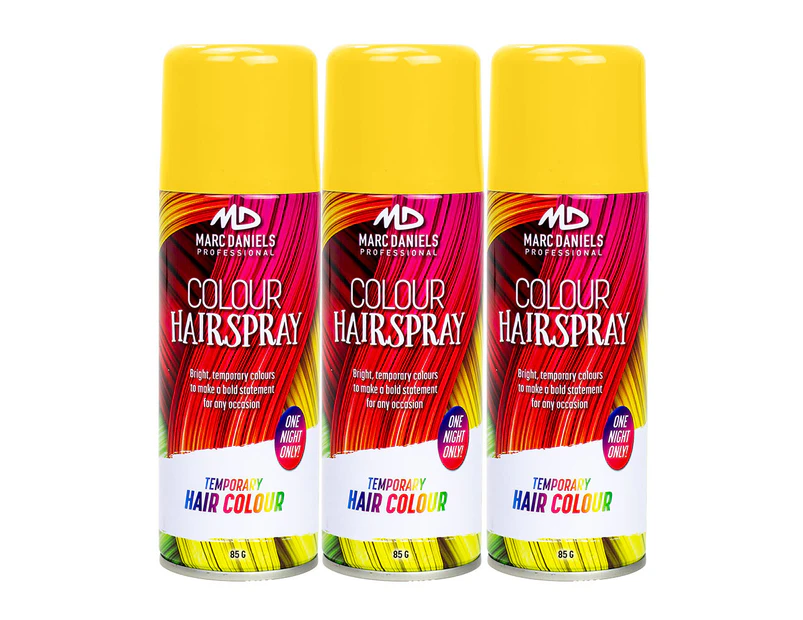 3 x Marc Daniels Hair Colour Spray Yellow 85g