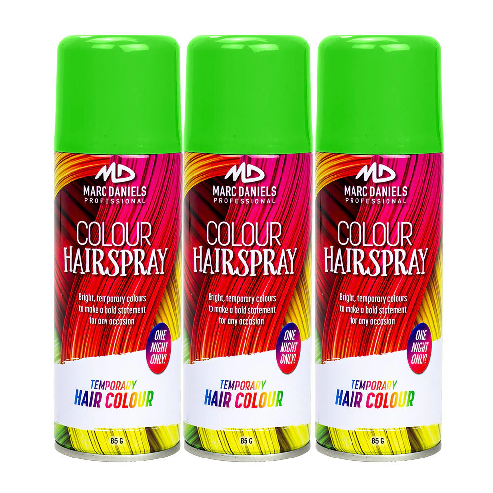 3 x Marc Daniels Hair Colour Spray Green 85g