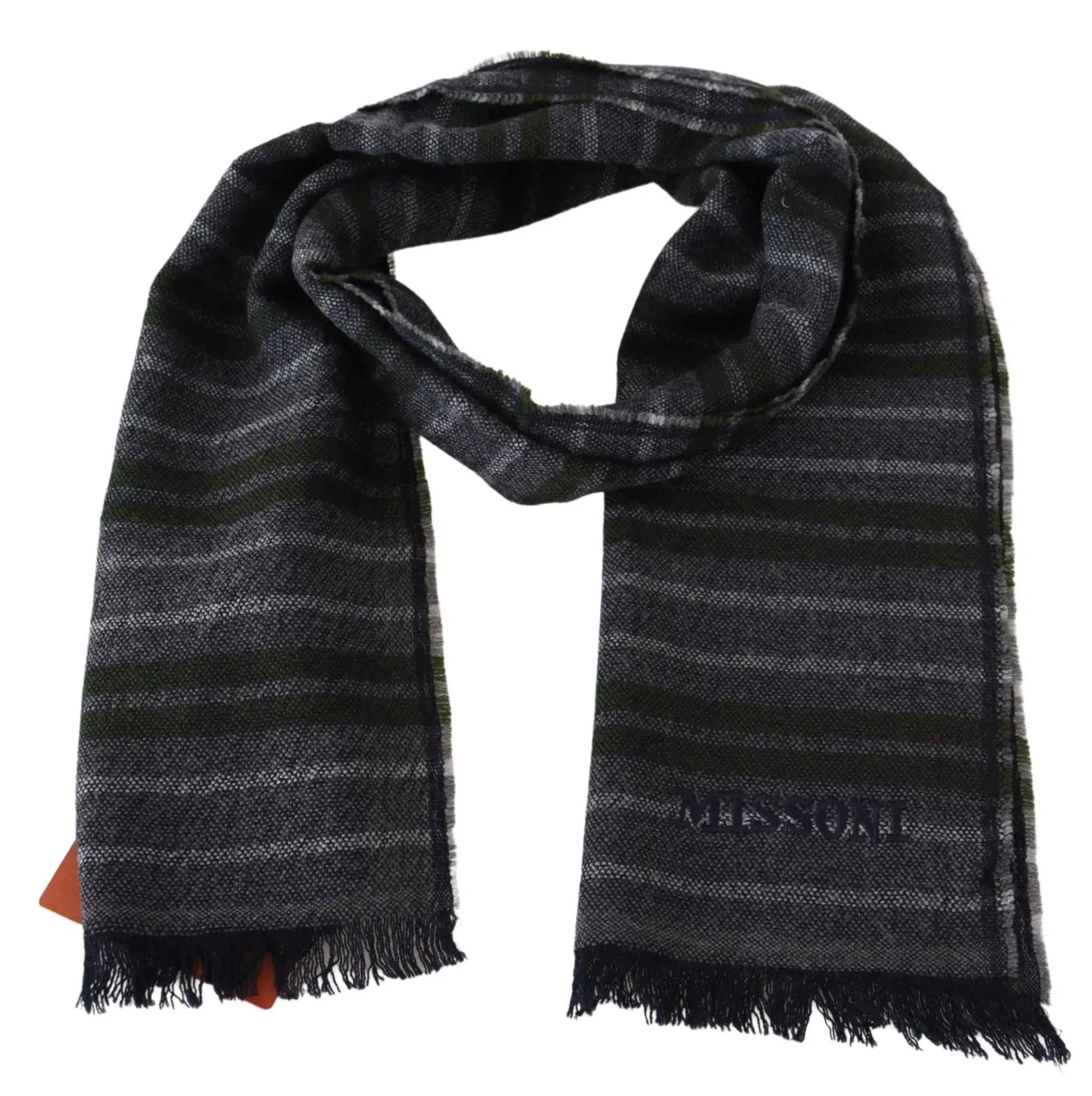 Missoni Unisex Striped Wool Neck Wrap Scarf - Grey