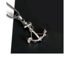 Vintage Navy Style Stainless Steel Rope Ship Anchor Pendant Personality Titanium Steel Necklace Men and Women Meaning Silver - 24 Inch
