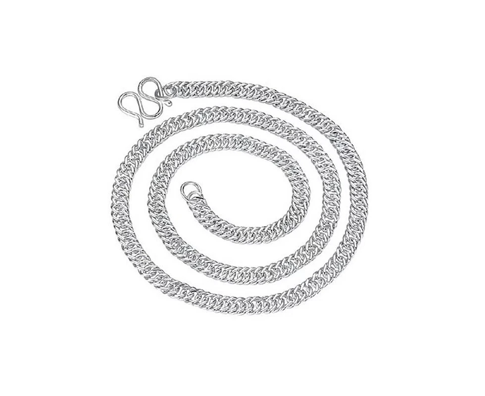 Duohan Sterling Silver Necklace Chain Silver Jewelry Fishbone Print Flat Chain for Men, 5mm 40CM White