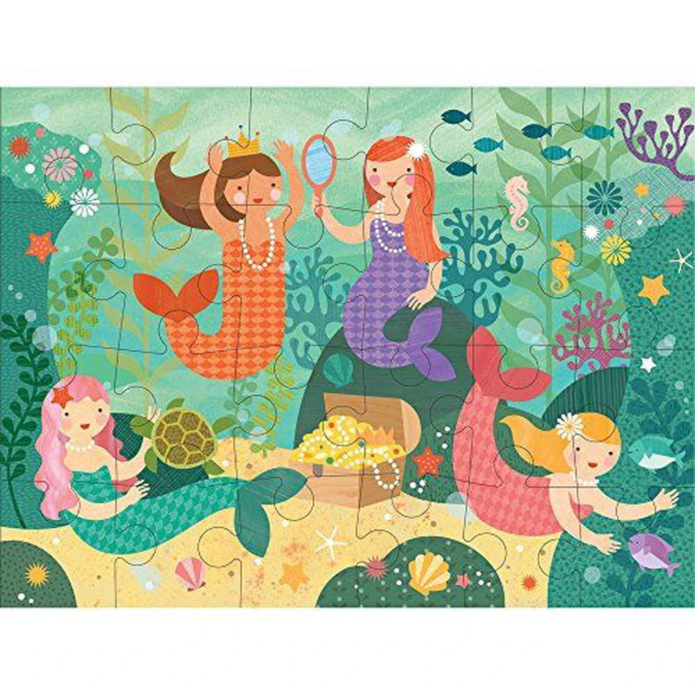 Petit Collage Floor Puzzle, Mermaid Friends, 24 pieces