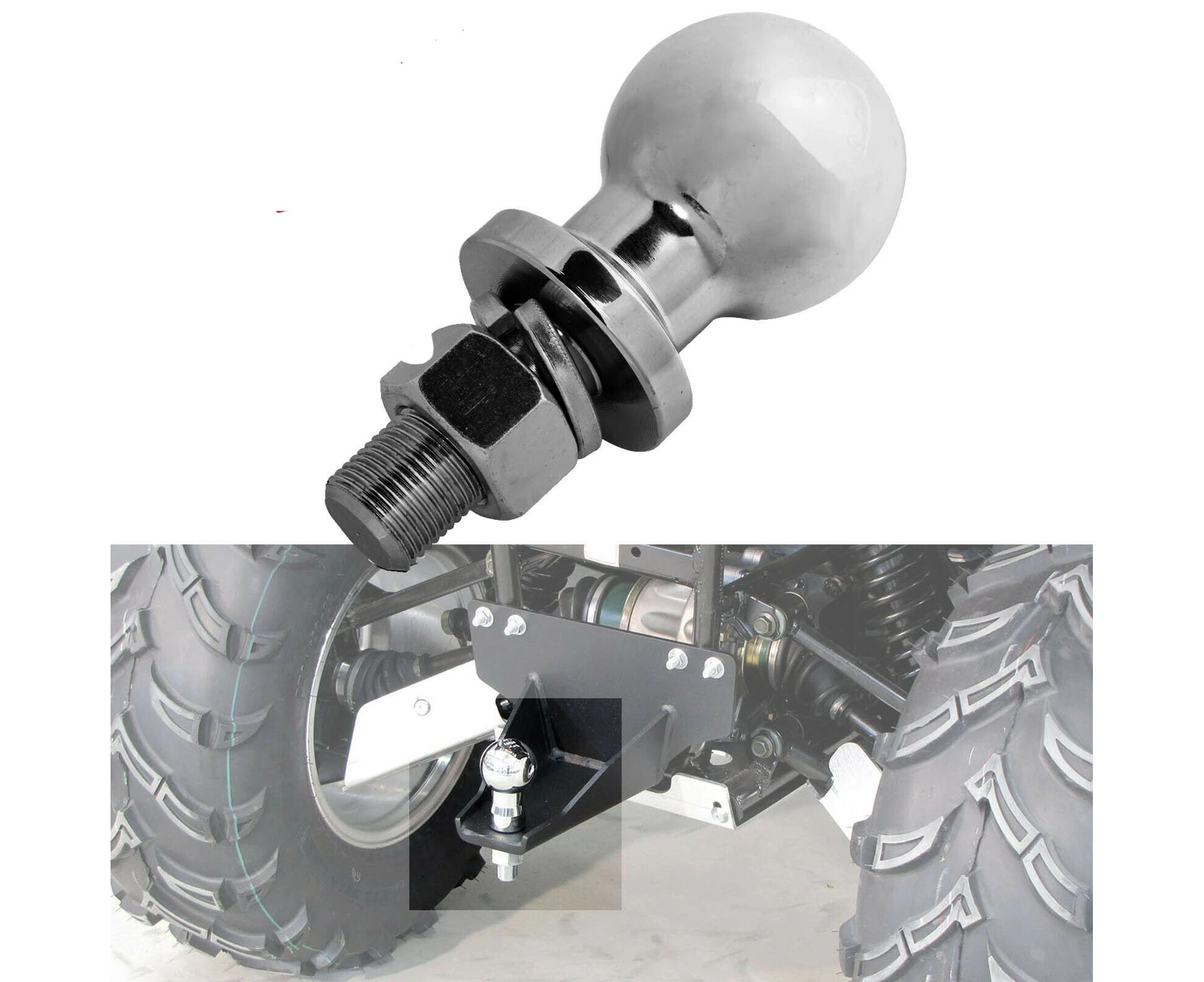 Tow Ball 50mm Heavy Duty Trailer Hitch Towball Chrome for Off-road Quad ATV