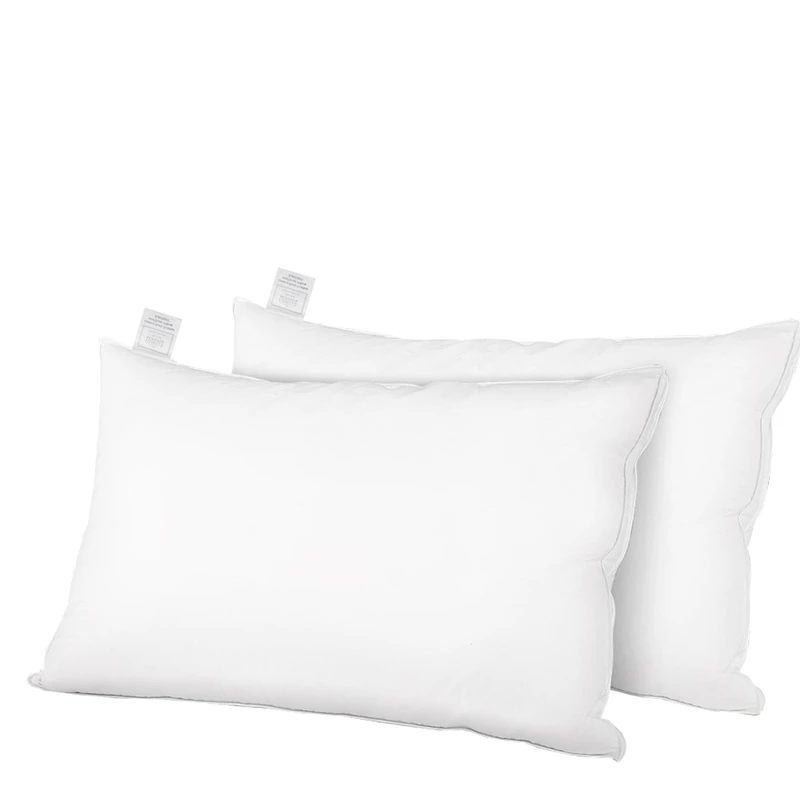 Set of 2 Goose Down Feather Pillow Bedding Soft Cotton Cover White