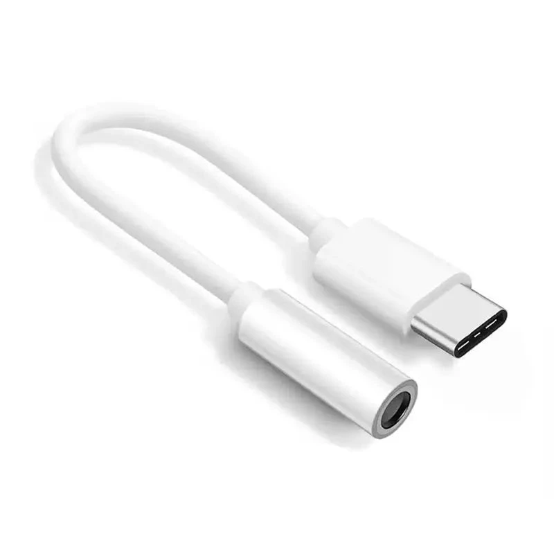 Type C Male to Audio Jack Aux Female 3.5mm Adapter Cable Earphone Headphone - Type C to Audio White