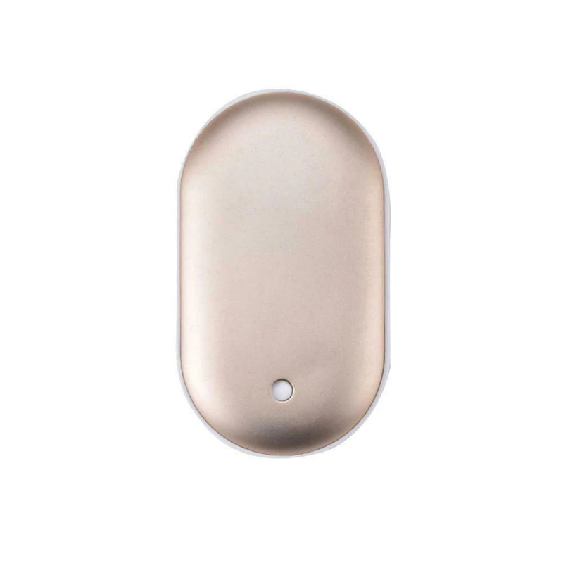 Portable Mini Hand Warmer 2In1 USB Rechargeable Pocket Power Bank Winter Heater [Colour: Gold]