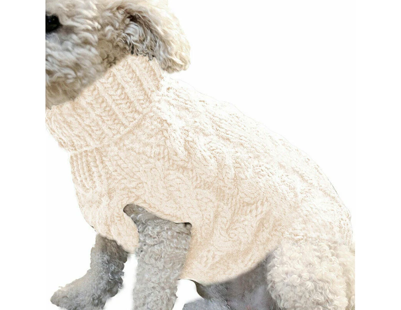 Puppy Dog Jumper Winter Warm Knitted Sweater Pet Clothes Small Dogs Coat Thermal [Colour: White] [Size: M]