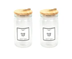 12 x GLASS STORAGE JAR WITH WOOD LID 1.1LT Kitchen Food Canister Container Clear Glass Food Storage Containers Home Canisters with Airtight Lids