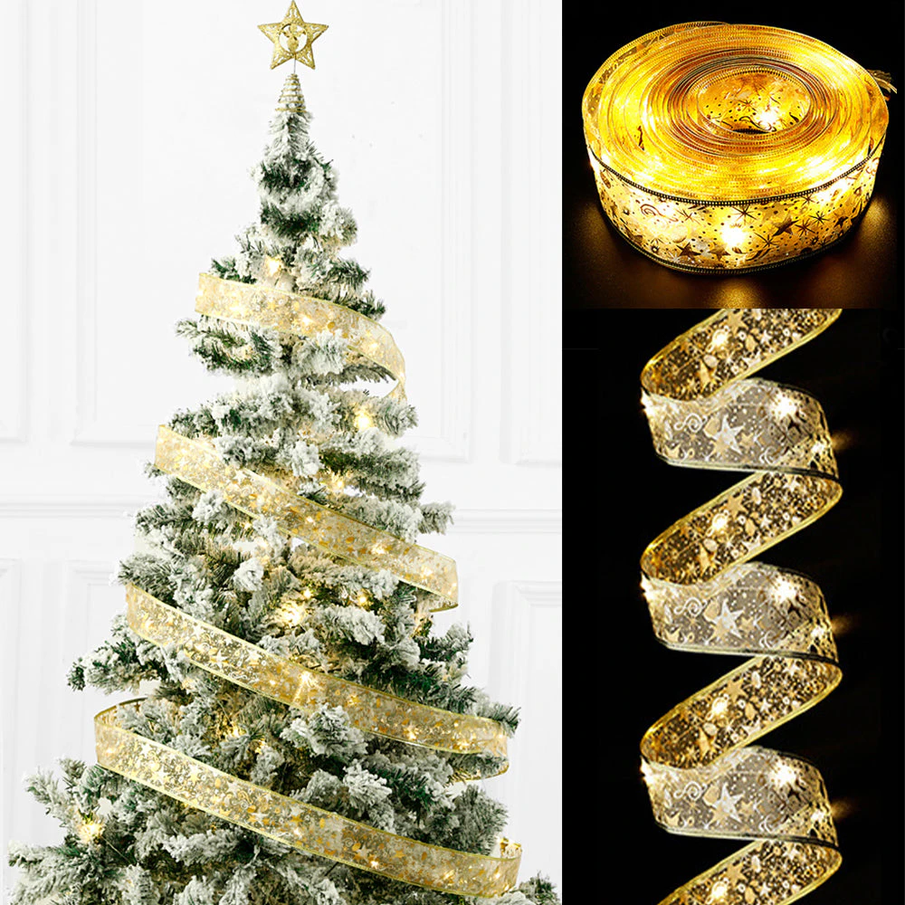 5 Meters Gold LED Ribbon Hanging Light Strip Christmas Decor-Warm Light