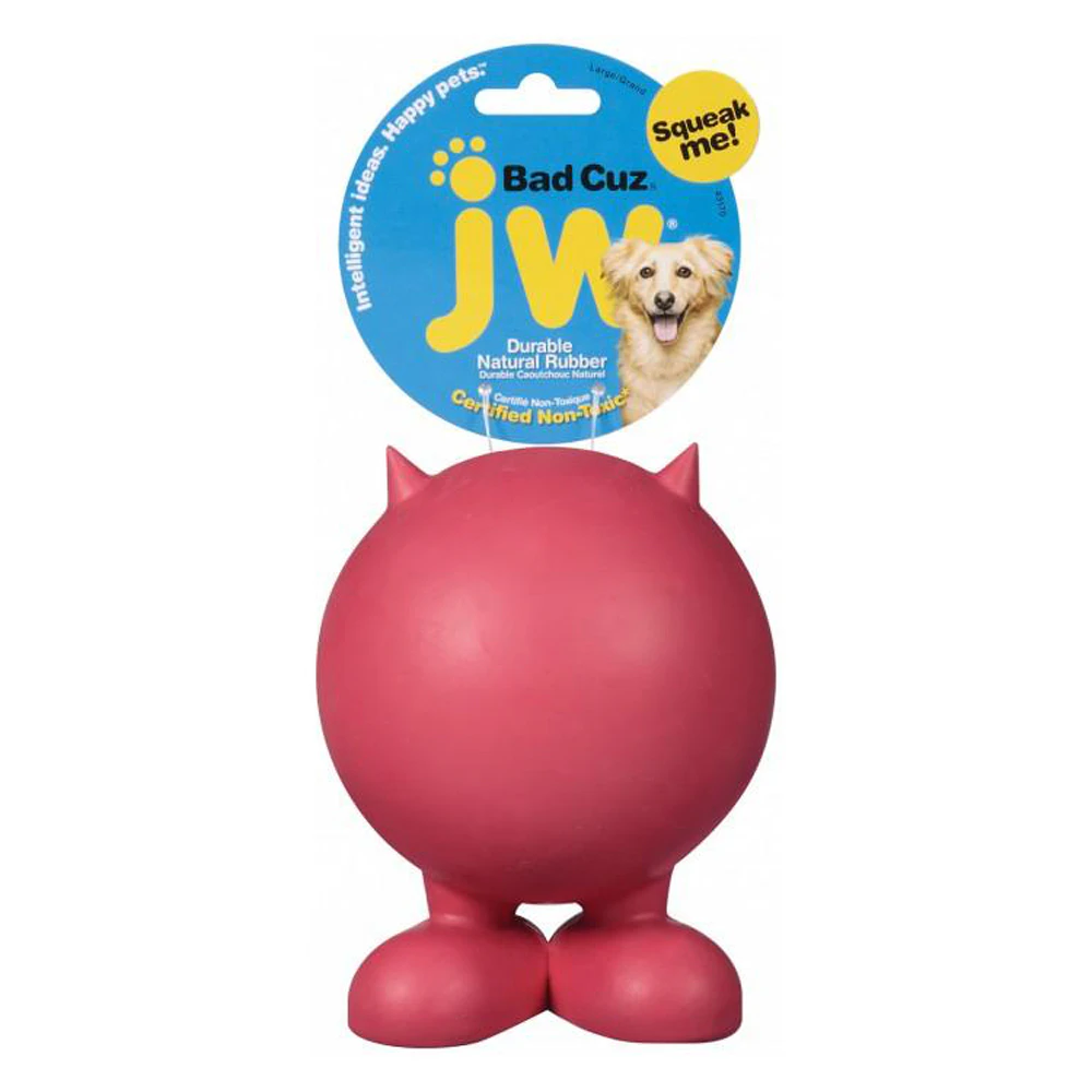 JW Pet Bad Cuz Durable Rubber Dog Squeaker Toy Large 10cm