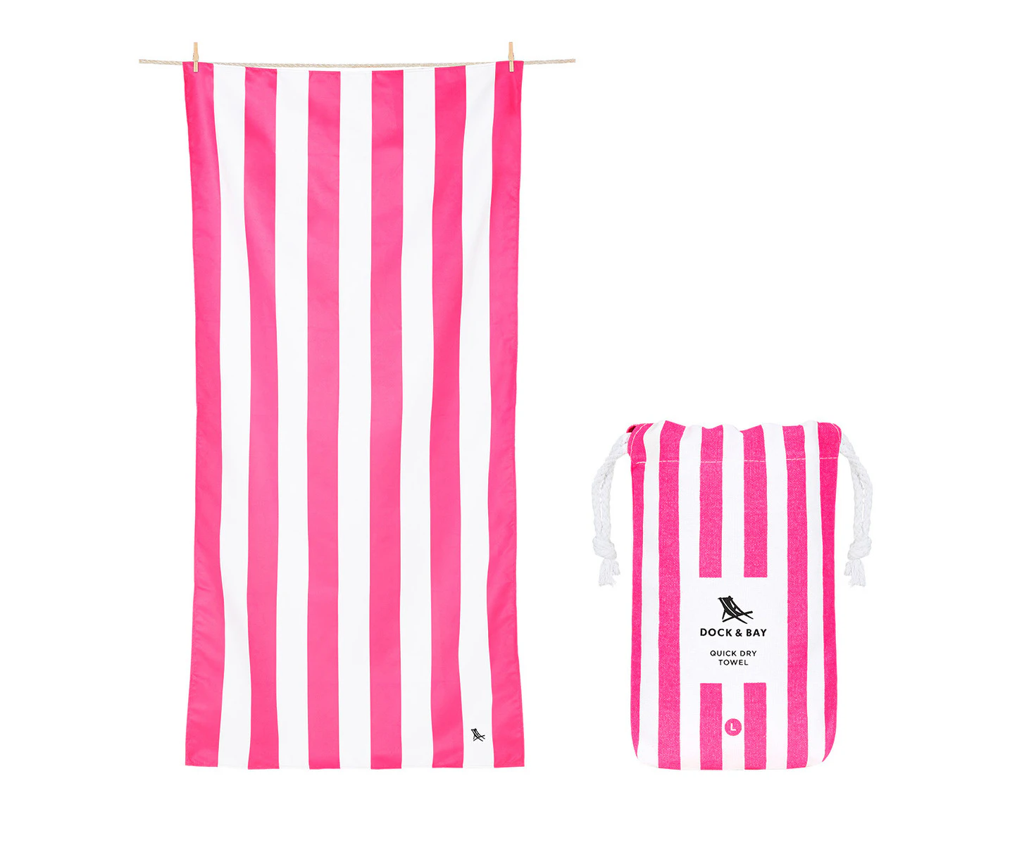 Dock & Bay : Beach Towel Cabana Collection L - Phi Phi Pink