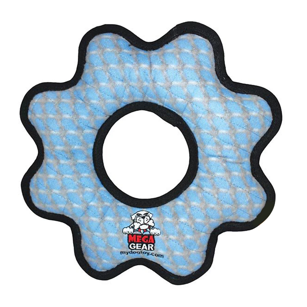 Tuffy Mega Gear Ring Plush Dog Squeaker Toy Chain Link Print