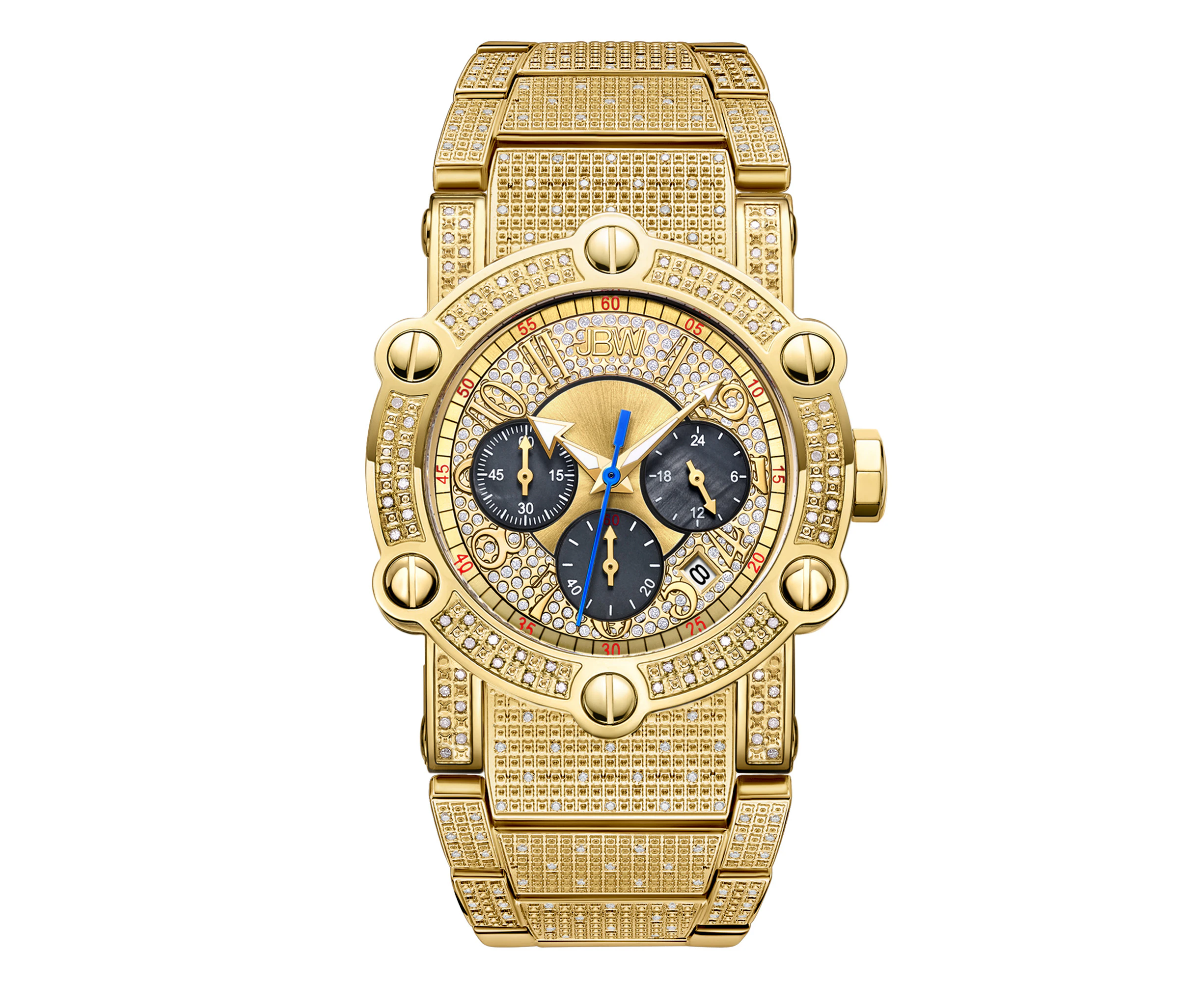 JBW Men's Phantom 1.00 ctw Diamond Chronograph 18K Gold-Plated Stainless Steel Watch, 42MM