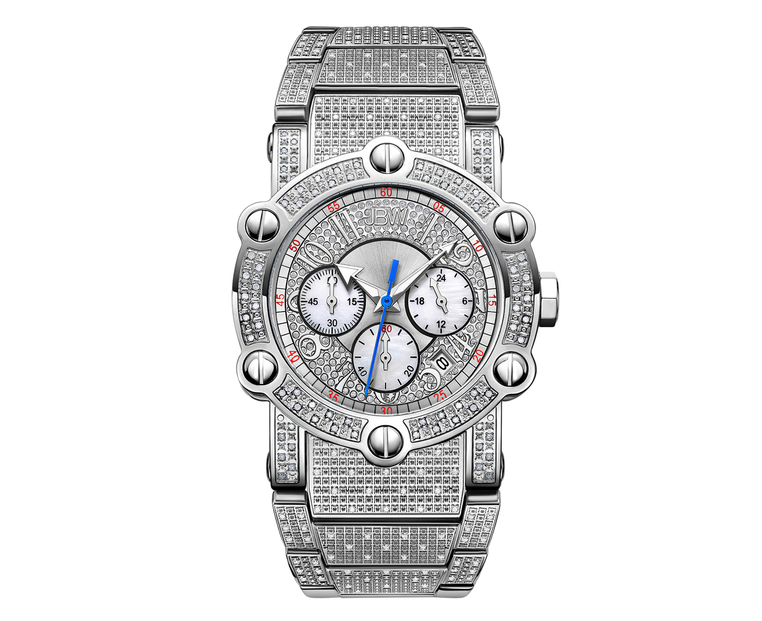 JBW Men's Phantom 1.00 ctw Diamond Chronograph Stainless Steel Watch, 42MM