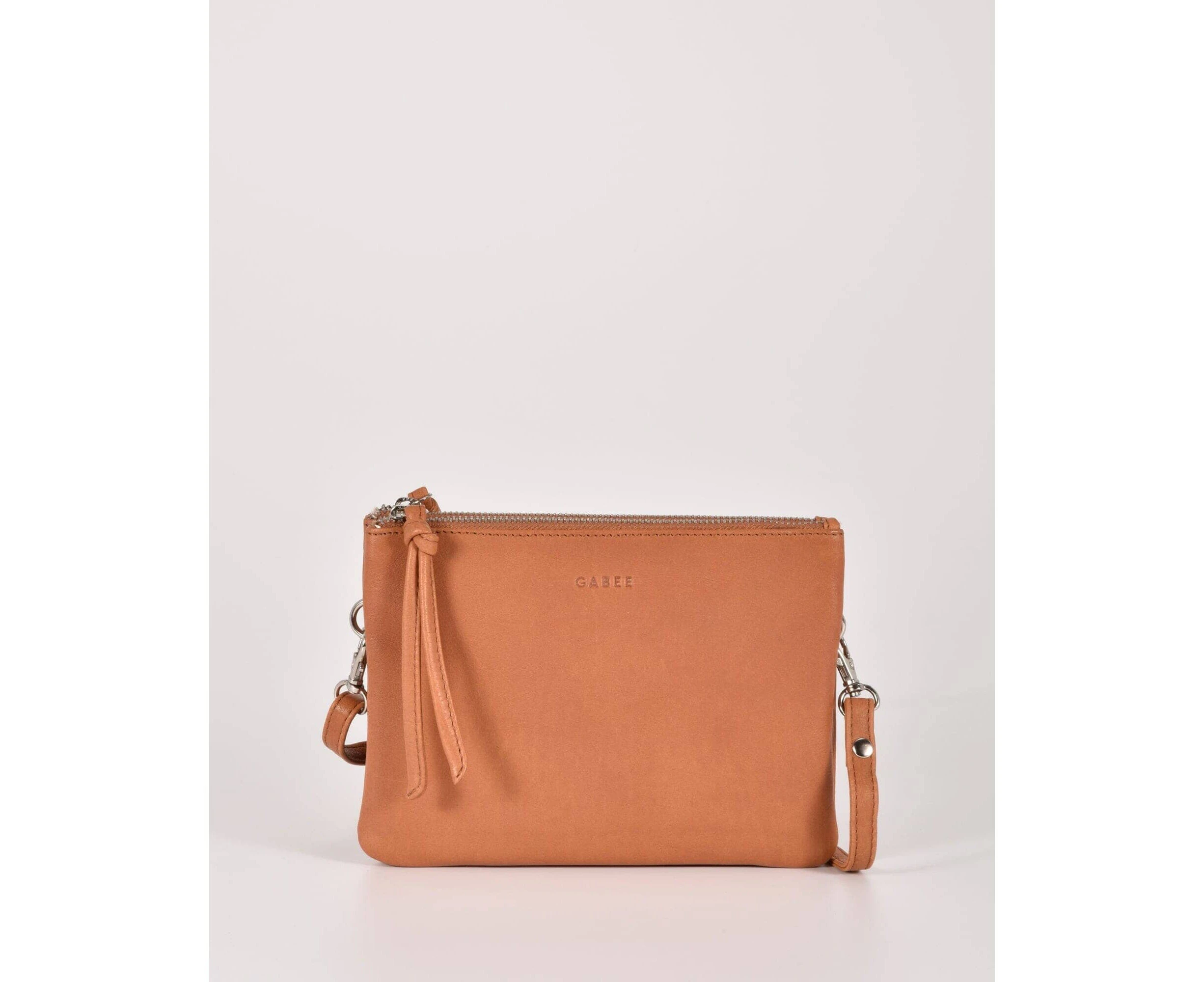 GABEE Fulton Soft Leather Double Pouch Crossbody - Tan