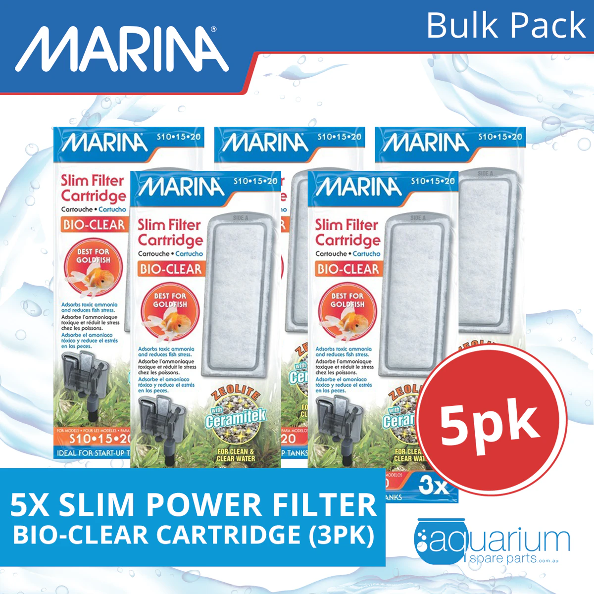 Marina Slim Power Filter Bio-Clear Cartridge (3pk) BULK BUY 5pk