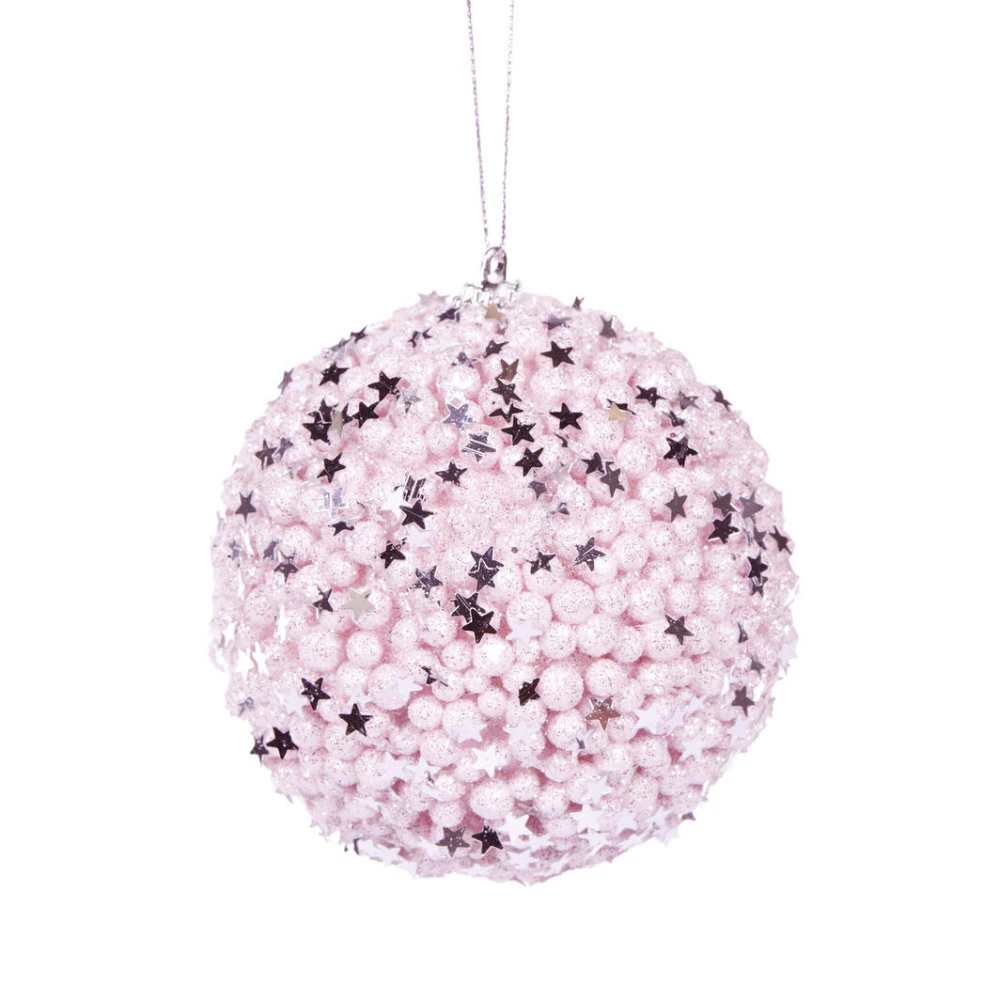 Holly & Ivy Pink Stars Bauble 10cm