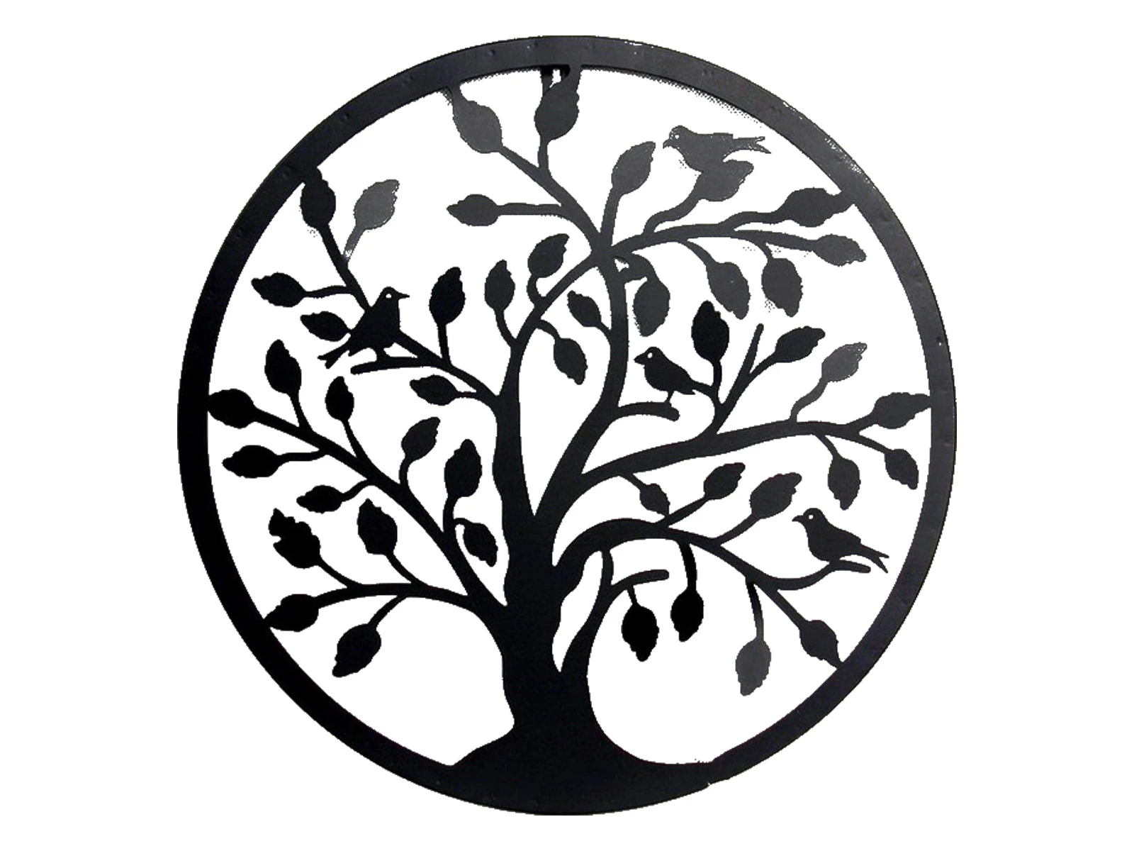 Tree of Life Metal Love Heart Wall Art 40cm Diameter Plain Black Colour 1pce