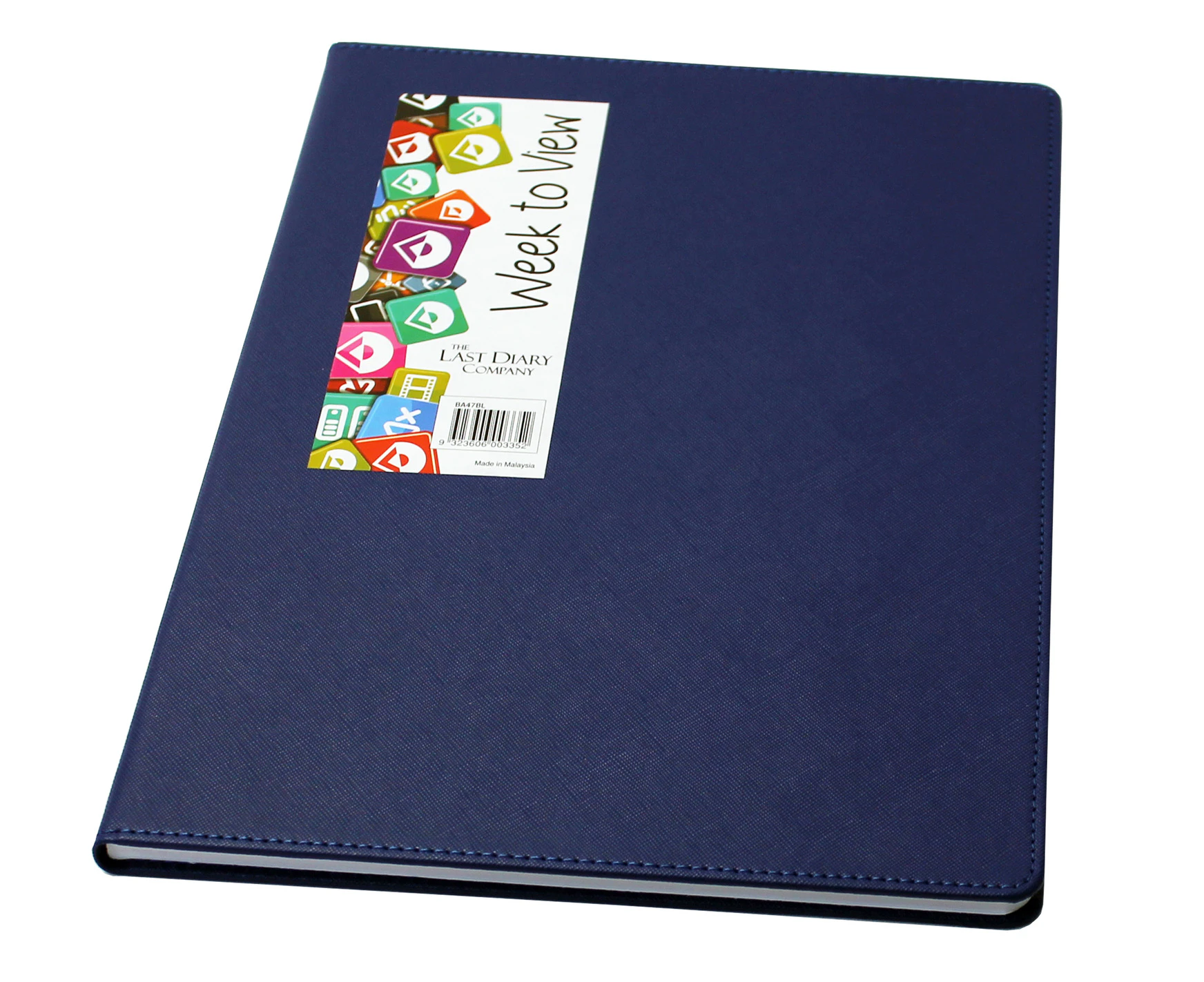 2024 Diary Becall A4 Week to View Casebound Blue Last Diary Company BA47BL - Multi-colour