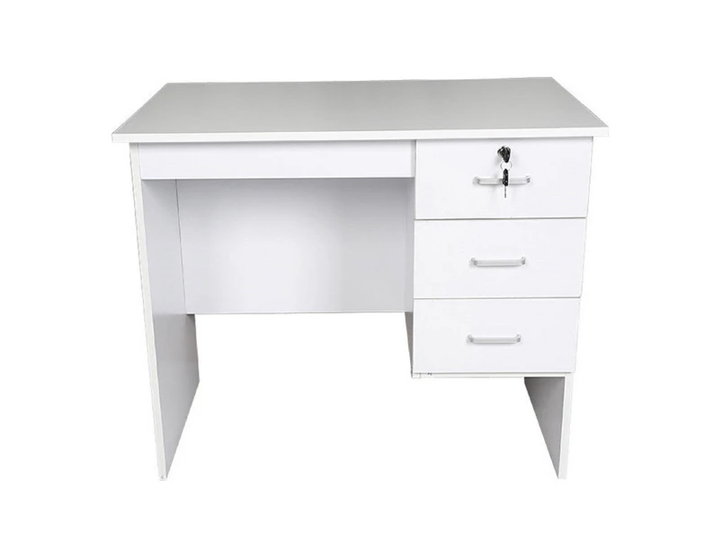 Redfern White 0.9m 3 Drawer Study Desk