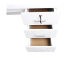 Redfern White 0.9m 3 Drawer Study Desk