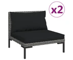 3 Piece Garden Lounge Set Dark Grey Half Round Poly Rattan