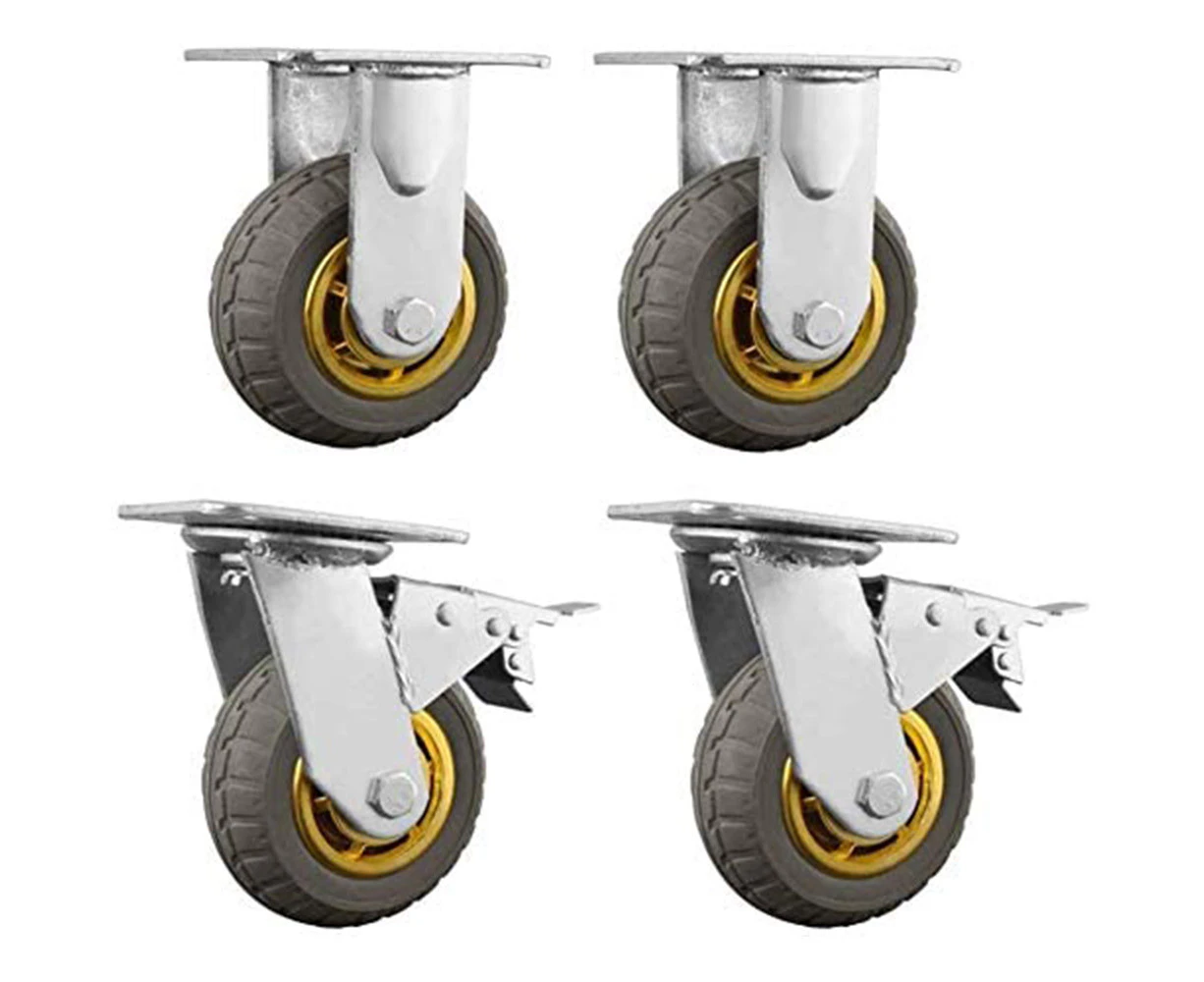 WACWAGNER 4X Swivel Caster Wheels Castor 6" / 150mm Heavy Duty 1000KG Load, 2 with Brakes