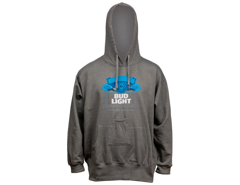 Bud Light Bottle Label Grey Beer Pouch Hoodie