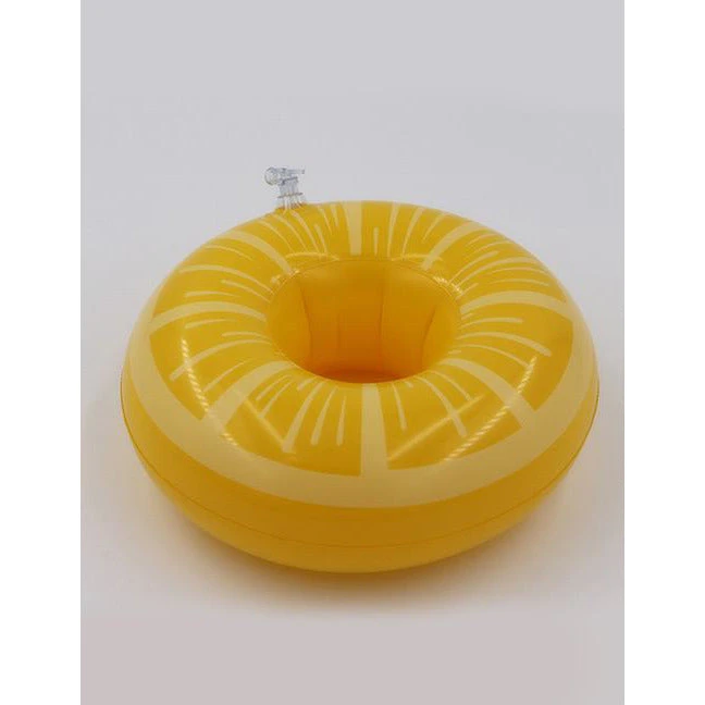 Inflatable Fruit Drink Cup Holder Float For Party - Yellow Lemon, 1PCS