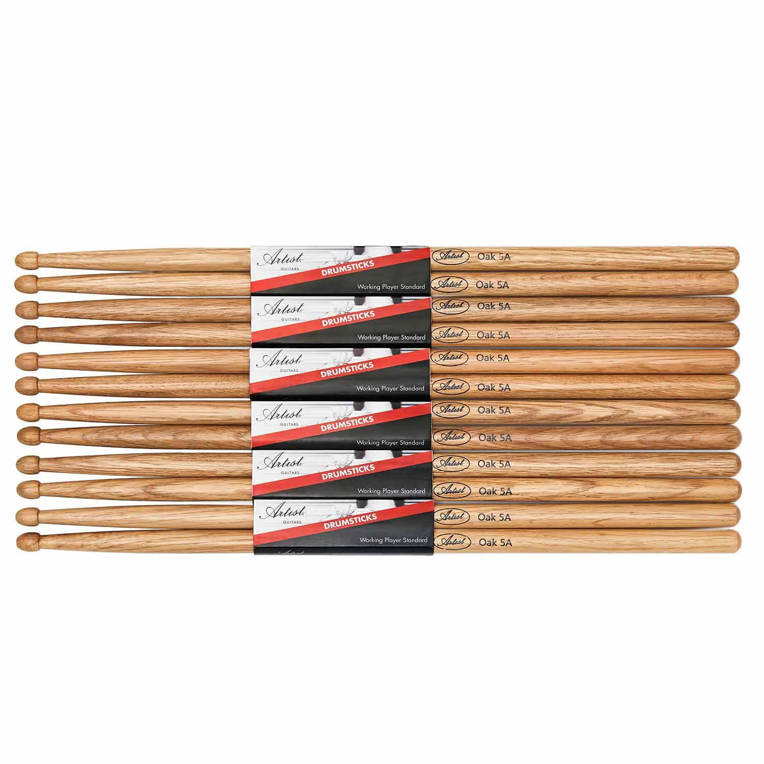 Artist DSO5A Oak Drumsticks w/ Wooden Tips 6 Pairs