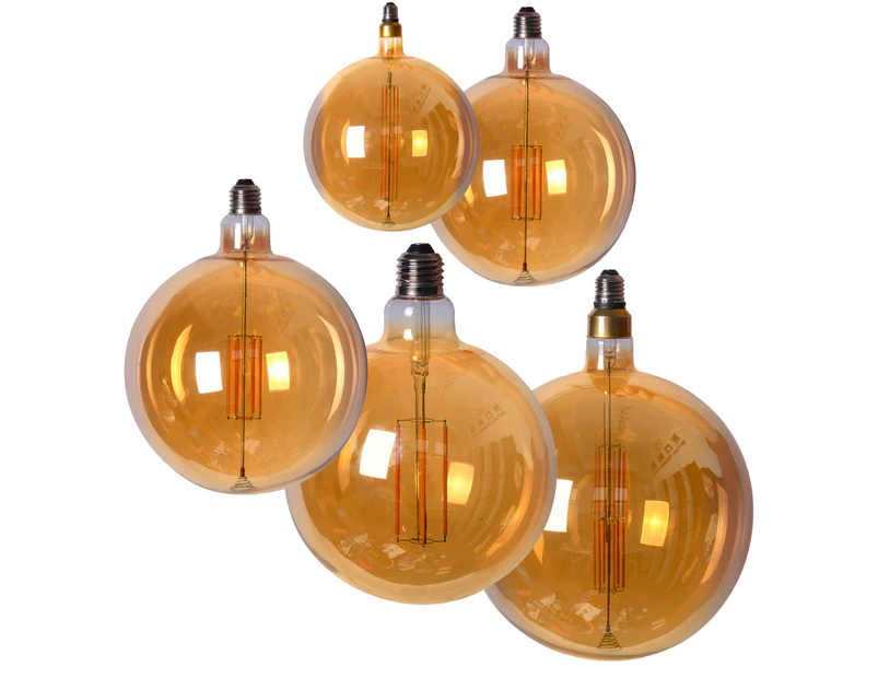 5x Edison LED Light Globes Set Round Style Mixed Set, Bulbs Display Bundle