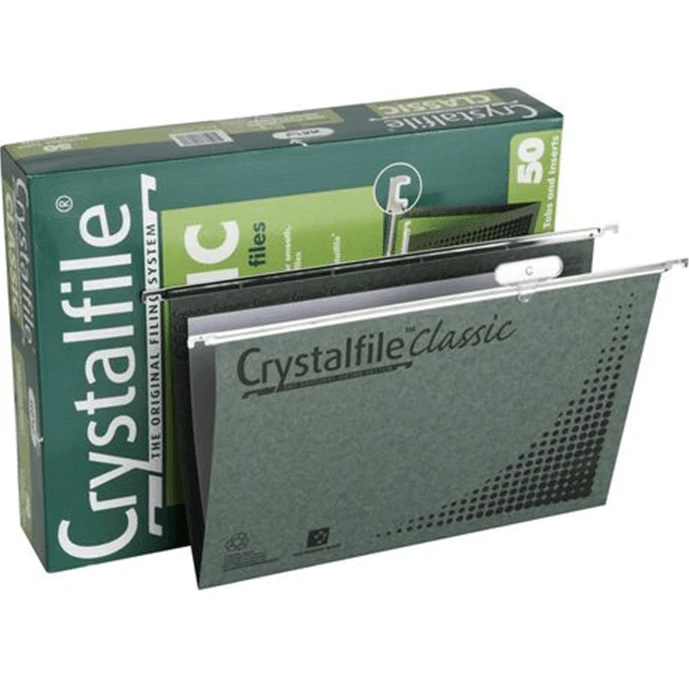 Crystalfile Suspension Files Classic Foolscap With Indicator Tabs And Inserts Box 50