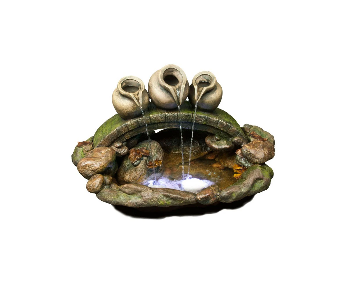 Three Pots In Peace Outdoor Indoor Water Fountain Feature - Multi