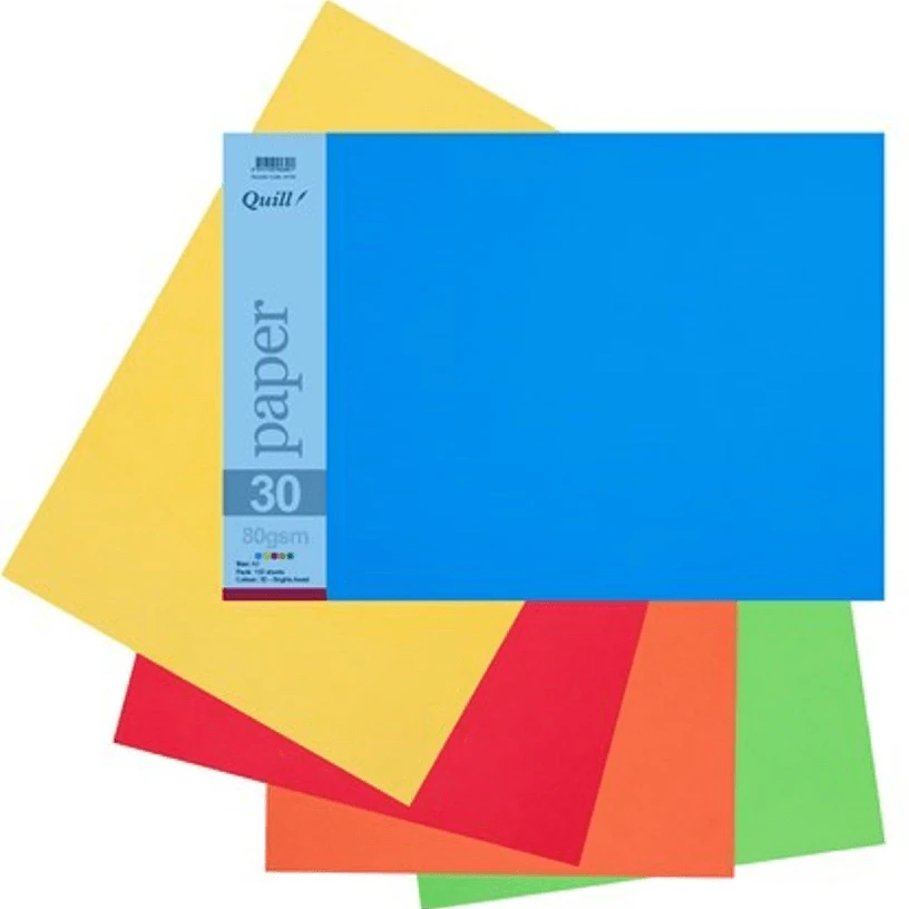 Quill Coloured A3 Copy Paper 80gsm Bright Assorted Pack 150 Sheets