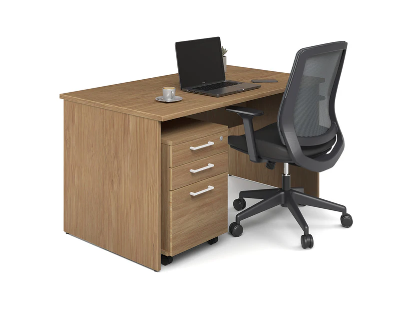 Uniform Panel Desk [1400W x 750H x 700D] - salvage oak, dark oak laminate