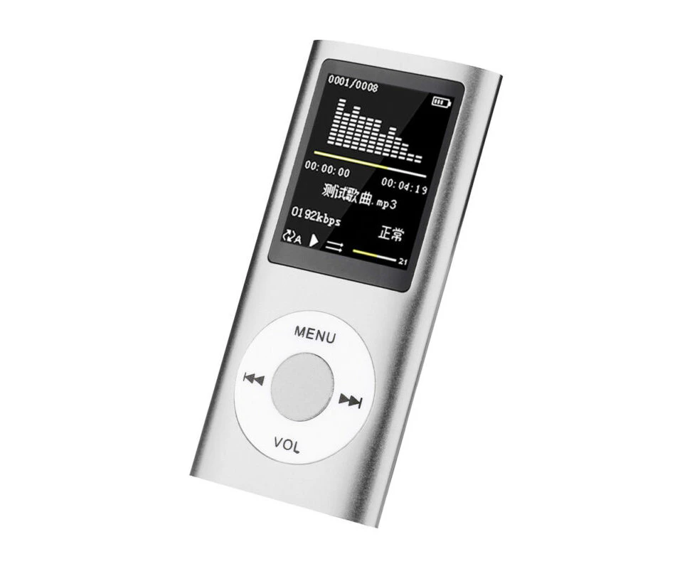 WIWU MP4 Player + 8GB SD Card MP3 Digital Video 1.8" LCD Media Player Silver