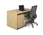 Uniform Panel Desk [1400W x 750H x 700D] - maple, white laminate