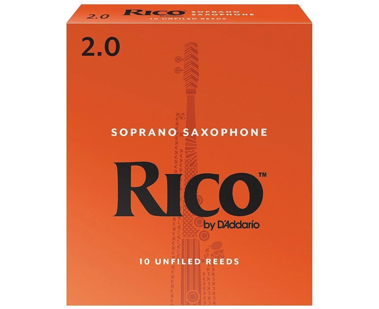 Rico 10 x Soprano Sax Reeds, Strength 2.0, 10-pack Sop Saxophone RIA1020